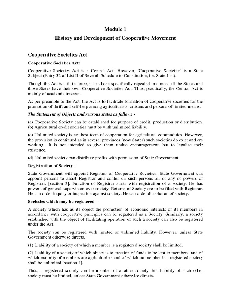 Cooperative Society Act 1912 | PDF | Cooperative | Credit (Finance)