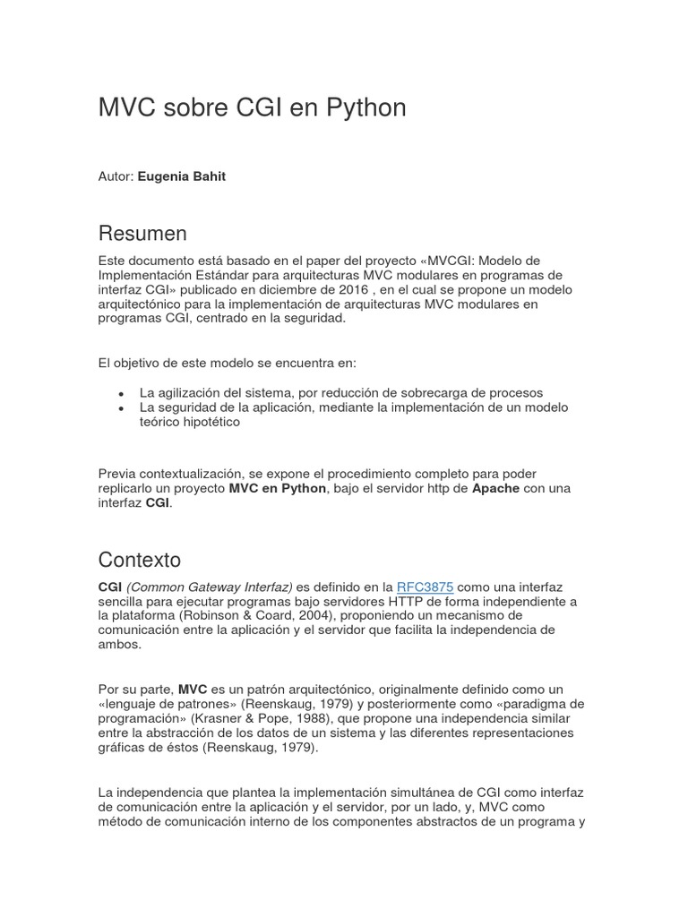 MVC Sobre CGI en Python - Practico | PDF | Modelo – Vista – Controlador ...