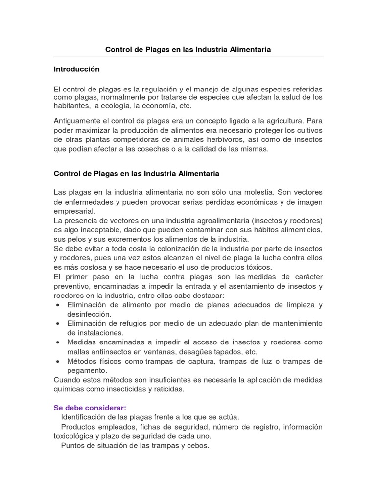 Control de Plagas en Las Industria Alimentaria | PDF | Pesticida ...