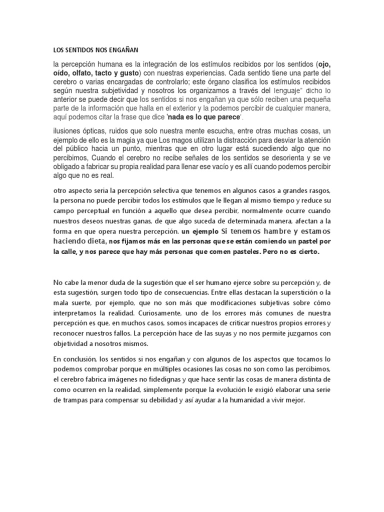 Los Sentidos Nos Engañan | PDF | Percepción | Cerebro