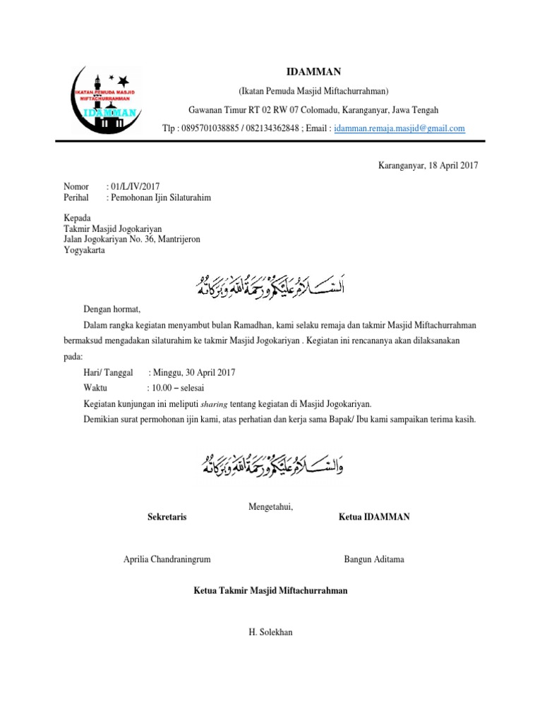 Surat Permohonan Izin Kunjungan Pdf