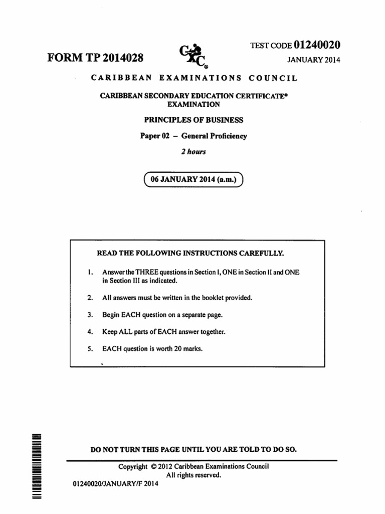 2014 POB Paper 2 | PDF