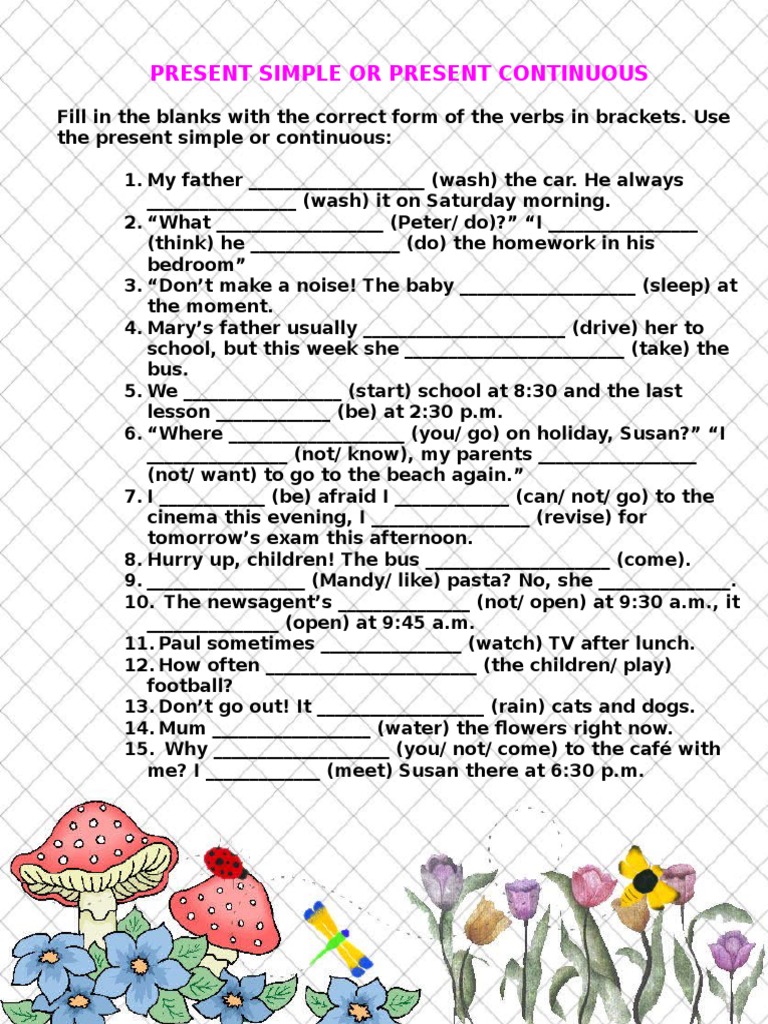 Present simple present continuous intermediate