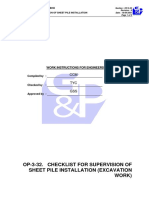 Op-3-32. Checklist For Supervision of Sheet Pile Installation (Excavation Work)