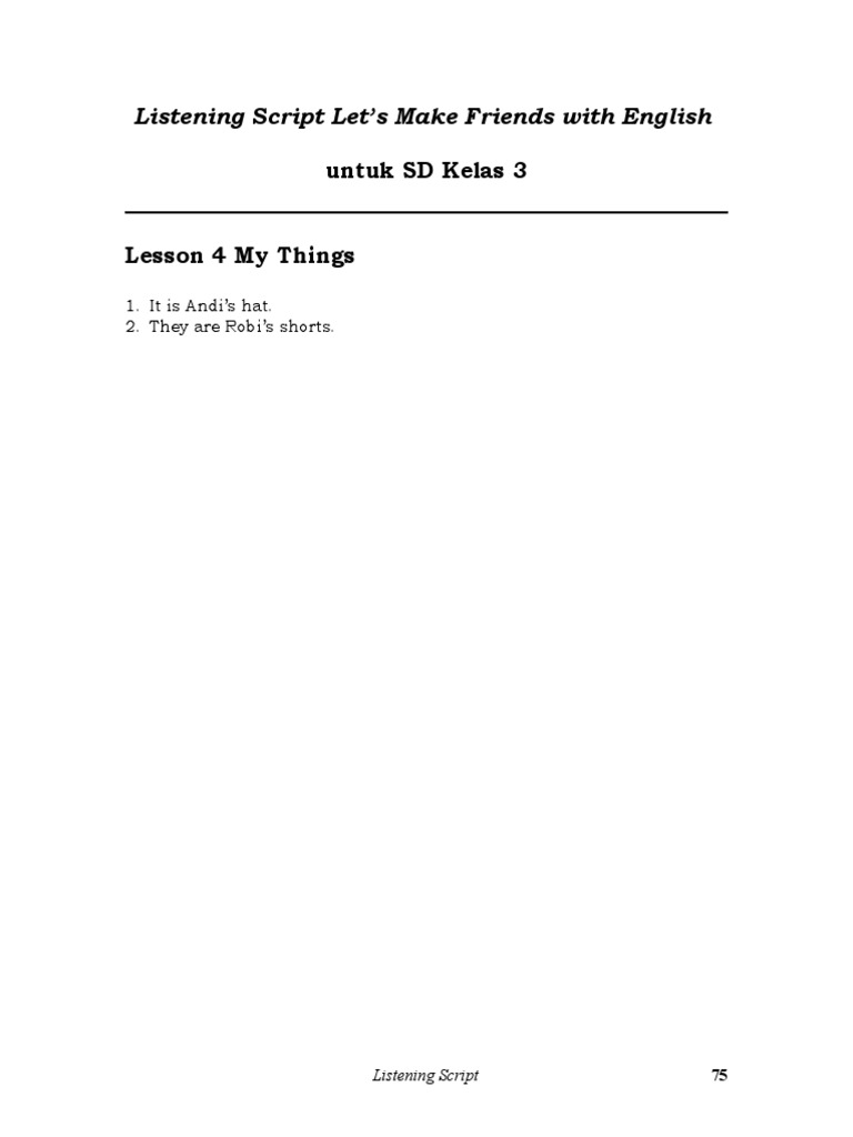 English Listening Script for 3rd Grade | PDF