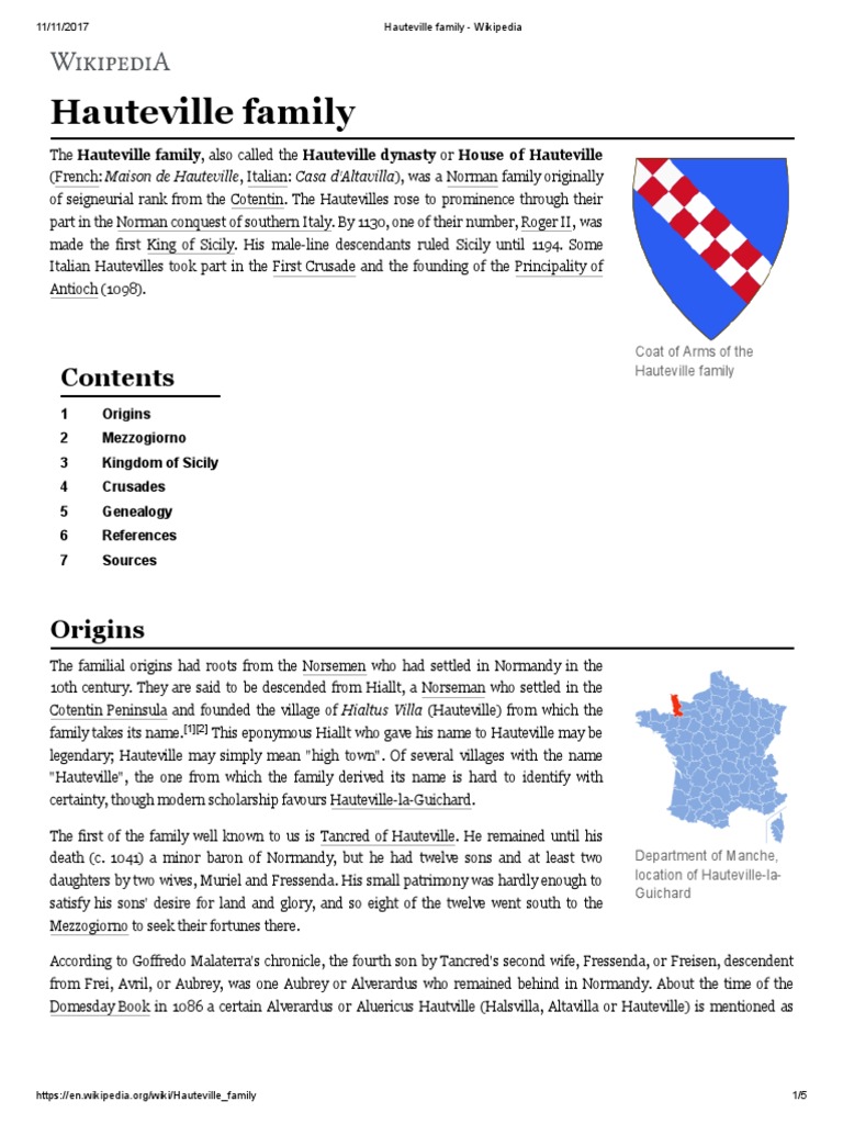 Hauteville Family Wikipedia Normans Duchy Of Normandy