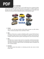 Marketing Mix of TATA MOTORS: 1. Product