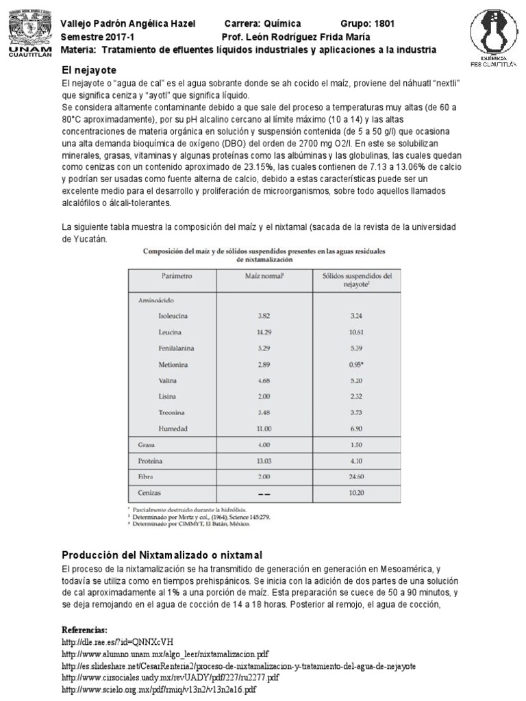Proceso y uso del nejayote en nixtamalización | PDF | Maíz | Alimentos