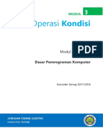 Dasar Pemrograman Modul 3 Operasi Kondisi