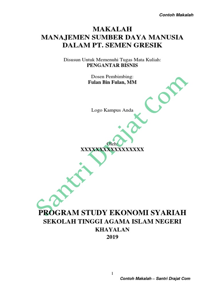 Makalah Manajemen Sdm Di Pt Semen Gresik Santri Drajat Com Docx