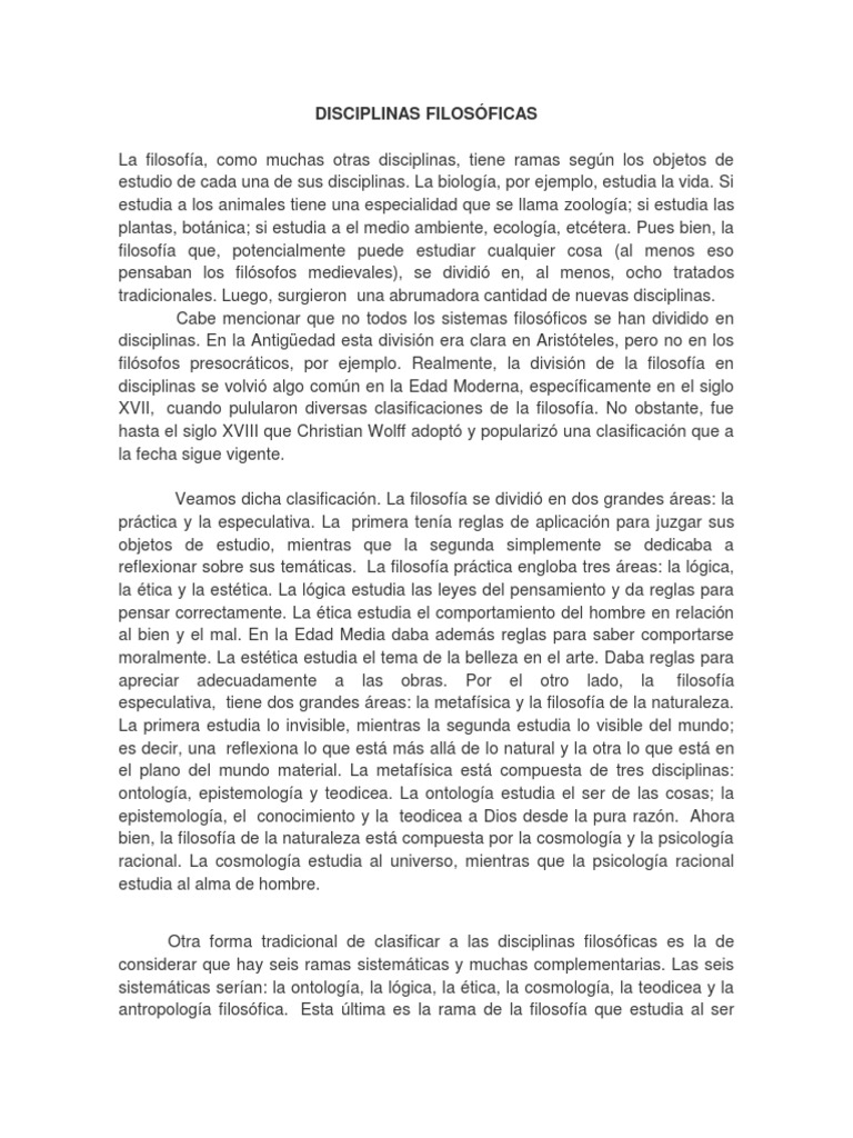 Disciplinas Filosóficas Mapa Conceptual Pdf Metafísica Razón