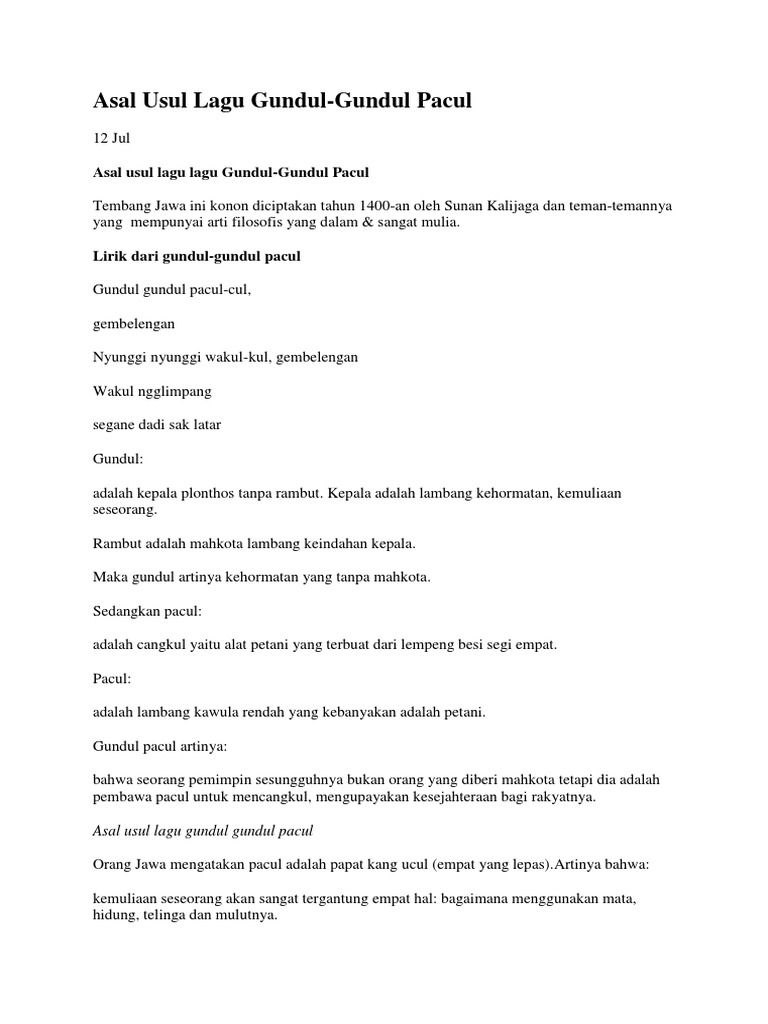 Asal Usul Lagu Gundul