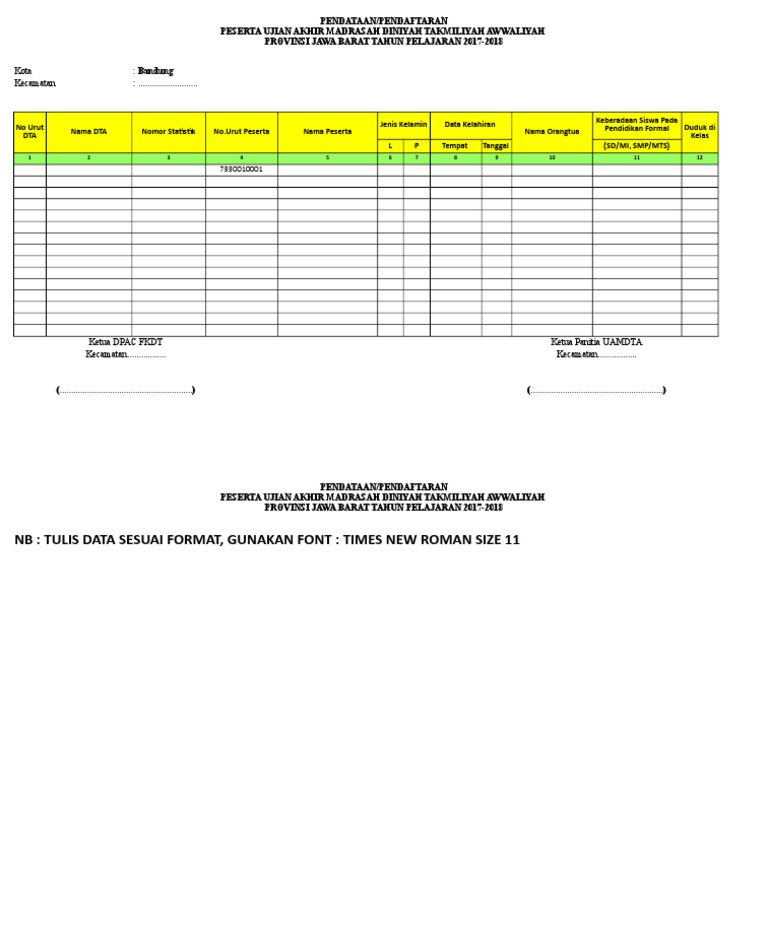 Format Uamdta 2017 | PDF
