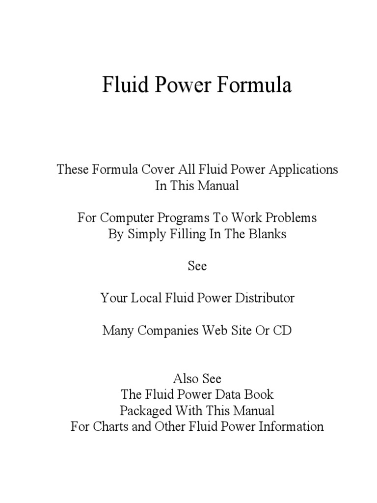 Fluid Power Formula PDF | PDF