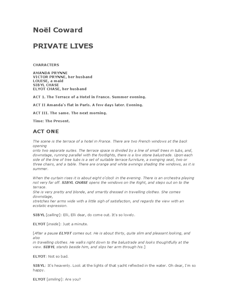 Noel Coward S Private Lives