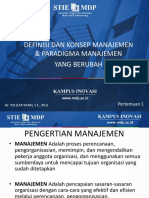 Definisi Dan Konsep Manajemen & Paradigma Manajemen Yang Berubah