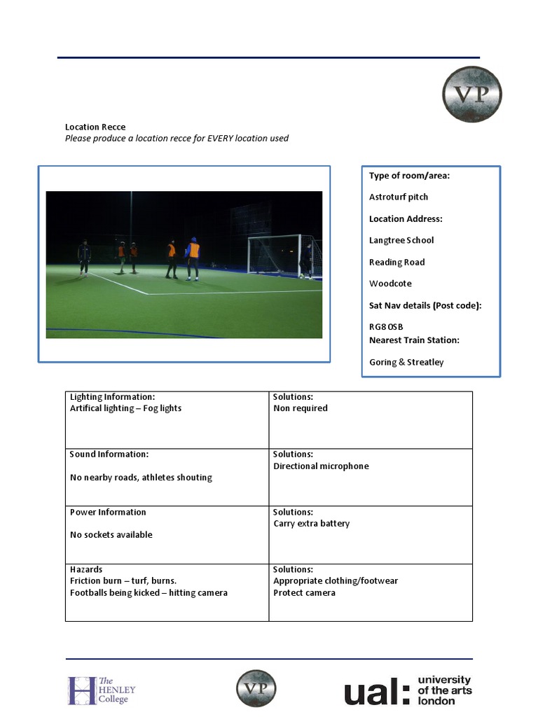 Location Recce for Astroturf Pitch | PDF