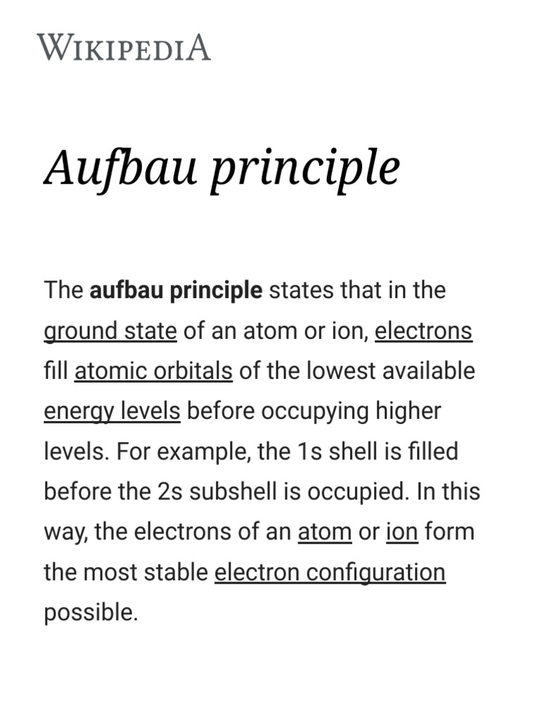 Aufbau Principle Atomic Orbital Quantum Mechanics
