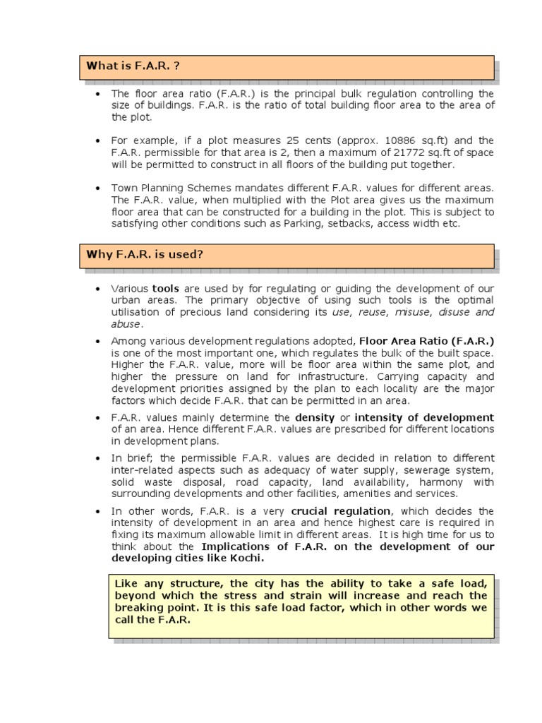 Understanding Floor Area Ratio (F.A.R.) | PDF | City | Infrastructure