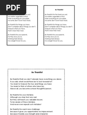 Be Thankful Poem