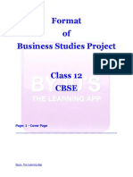 Format of Business Studies Project: Page: 1 - Cover Page