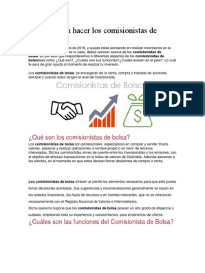 Qué Pueden Hacer Los Comisionistas de | PDF Bolsa Bolsa de Valores