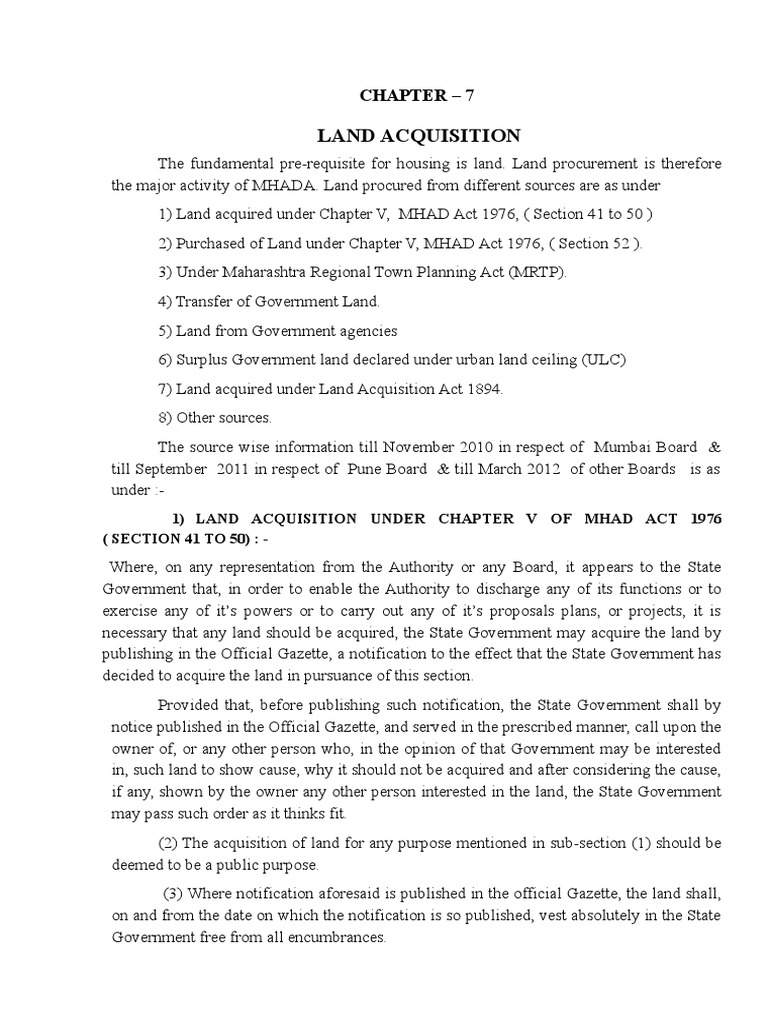 MHADA INFORMATION BOOKLET ENGLISH Chap-7 | PDF | Common Law | Government