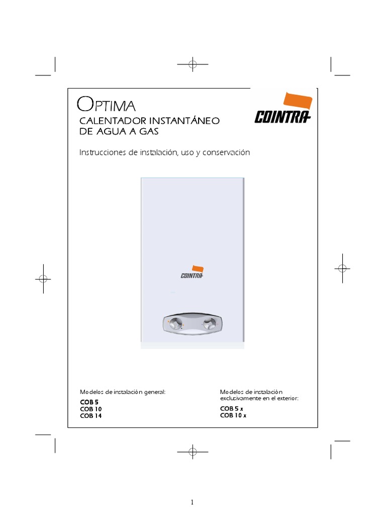 Manual Calentador Cointra Cob 5 | PDF | Tap (Válvula) | Tornillo