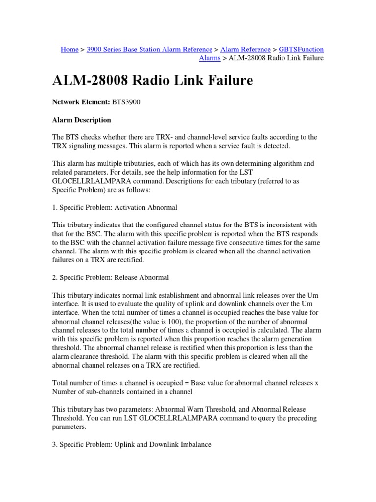 Alarmas Huawei PDF Coaxial Cable Troubleshooting