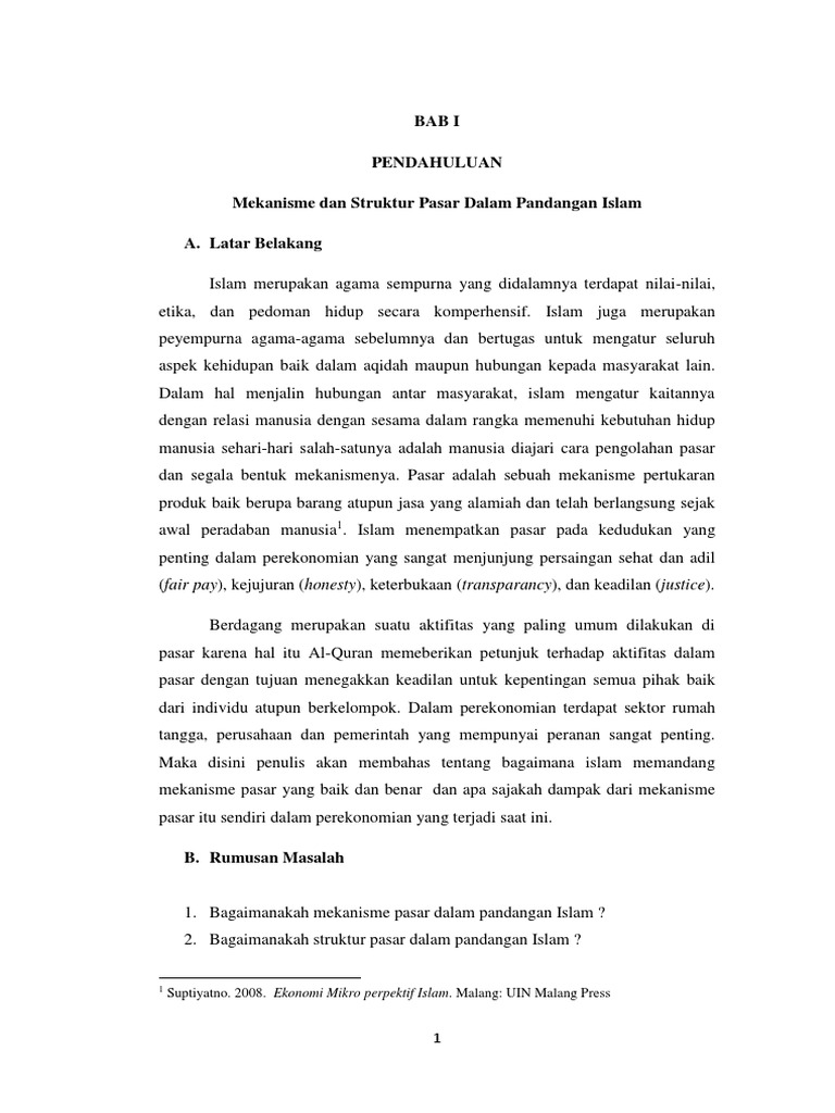 Mekanisme Pasar Dan Struktur Pasar Dalam Islam