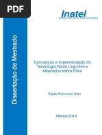 Concepcao e Implementacao Da Tecnologia Radio Cognitivo e Adaptativo Sobre Fibra