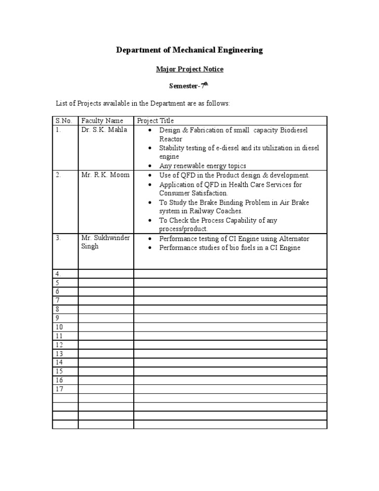 Mechanical Engineering Project Topics | PDF | Alternative Energy ...