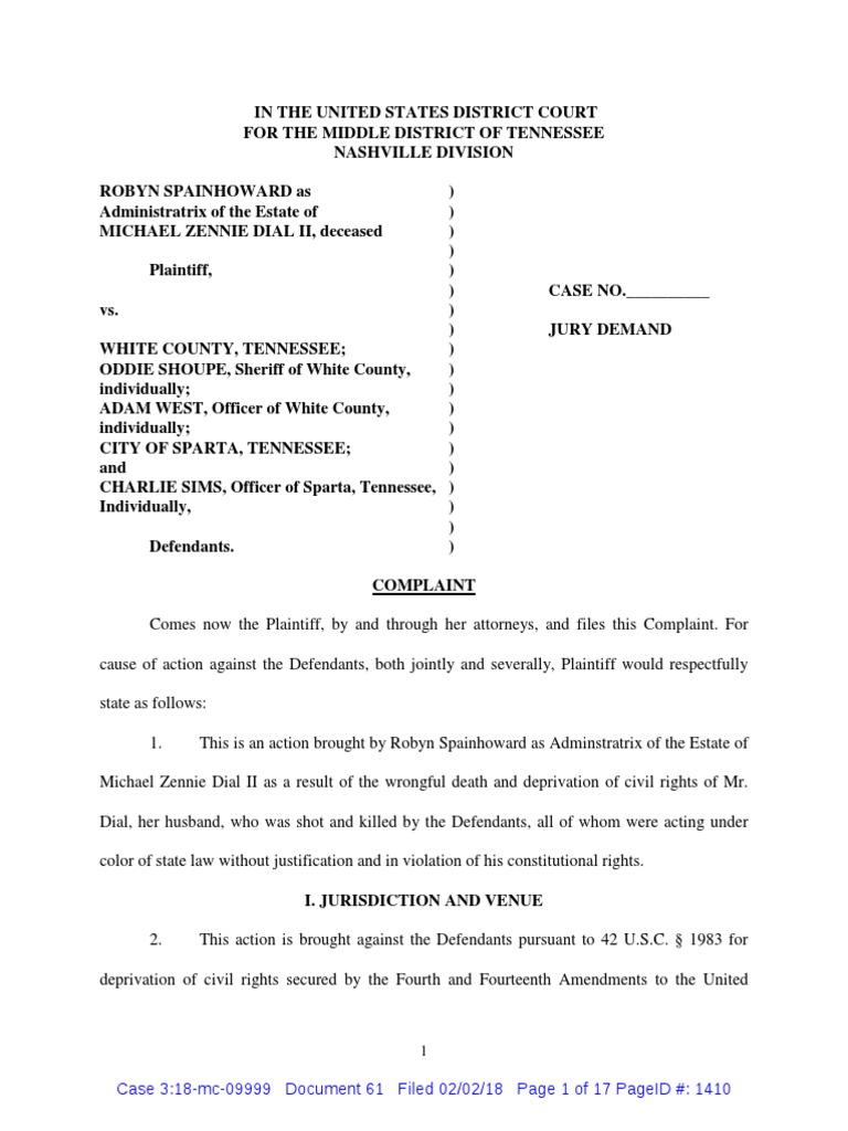Robyn spainhoward s complaint pdf sheriffs in the united states