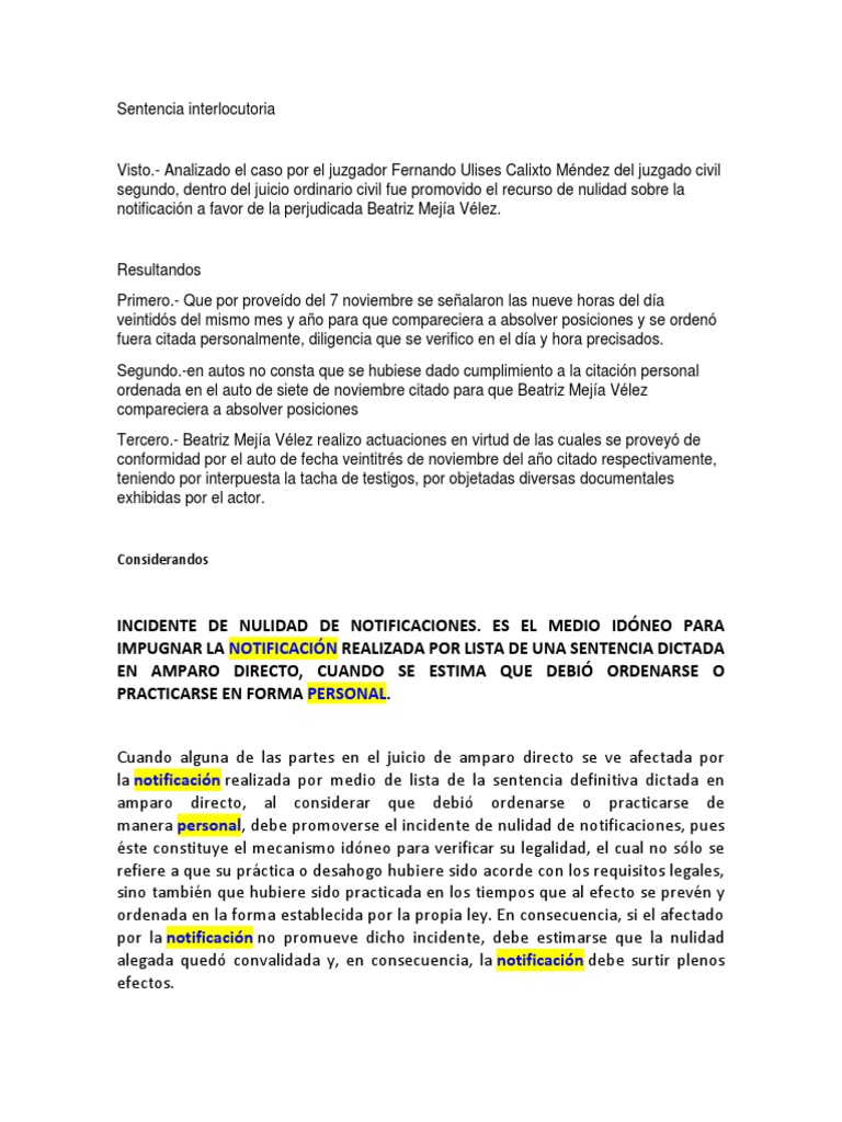 Sentencia Interlocutoria | PDF