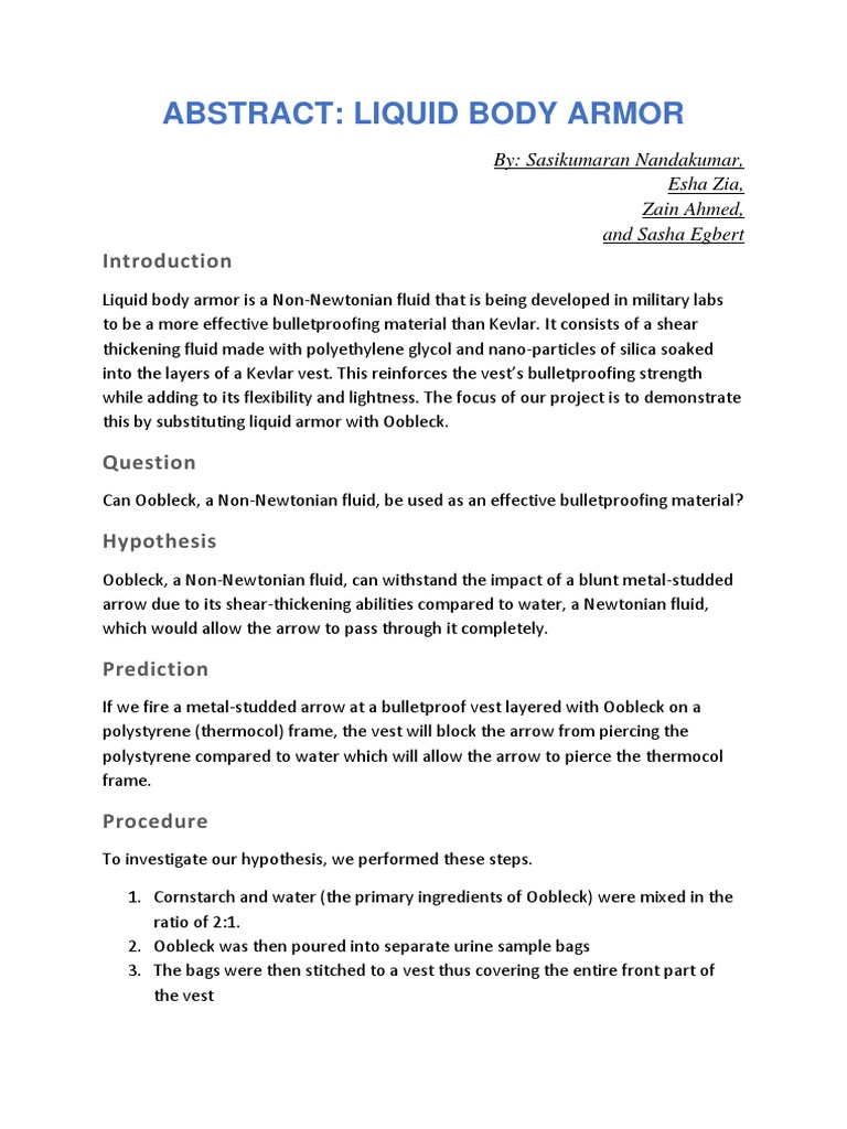 Liquid Body Armor Abstract | PDF | Chemical Product Engineering | Mechanics, image size:768x1024