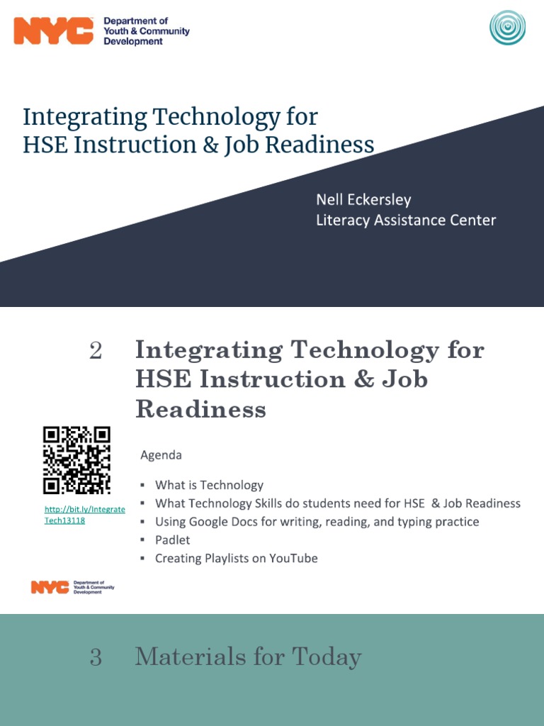 Tech Integration for HSE Readiness | PDF | Literacy | You Tube