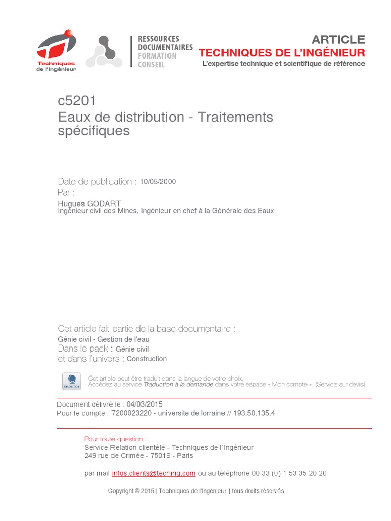5 Eaux de Distribution - Traitements Spécifiques | PDF | Dioxyde de carbone  | Carbonate de sodium