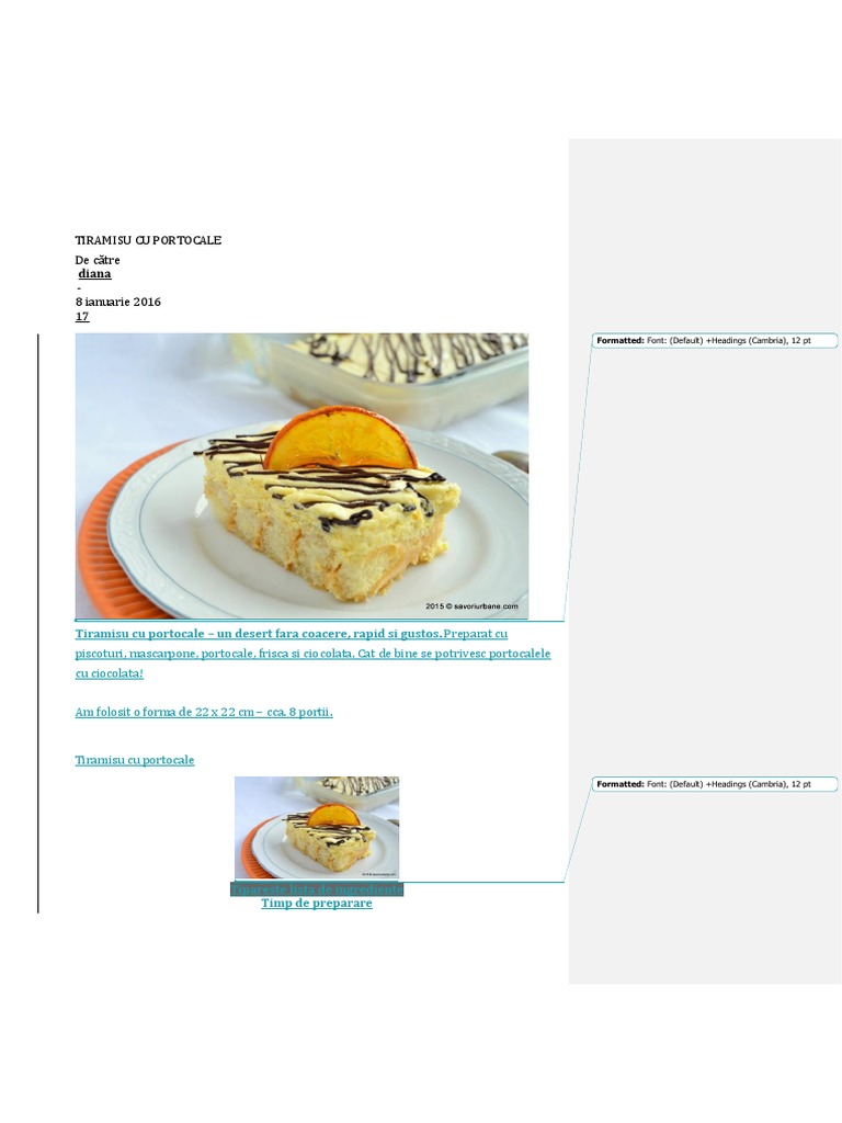 Tiramisu Cu Portocale