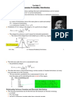 Gaussian Probability Distribution: y Is A Continuous Variable ( - y )