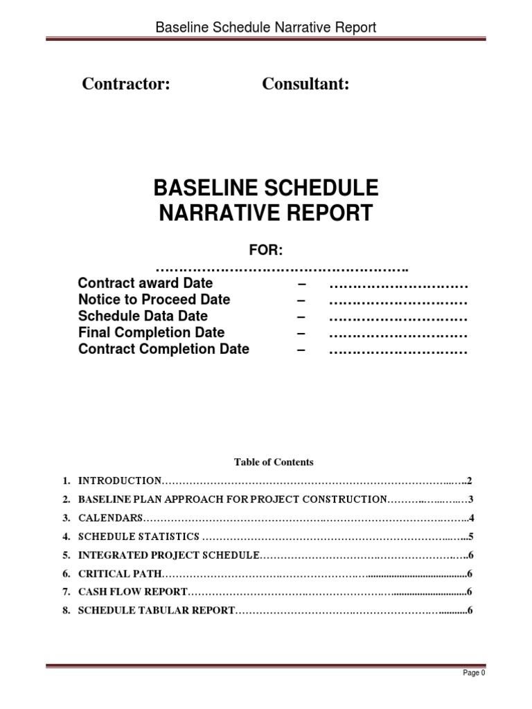Baseline Schedule Narrative Report | PDF | Engineering | Building ...