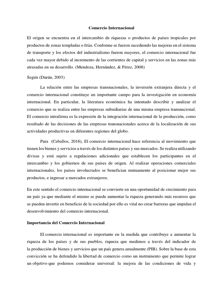Importancia y Beneficios del Comercio Internacional | PDF | Comercio ...