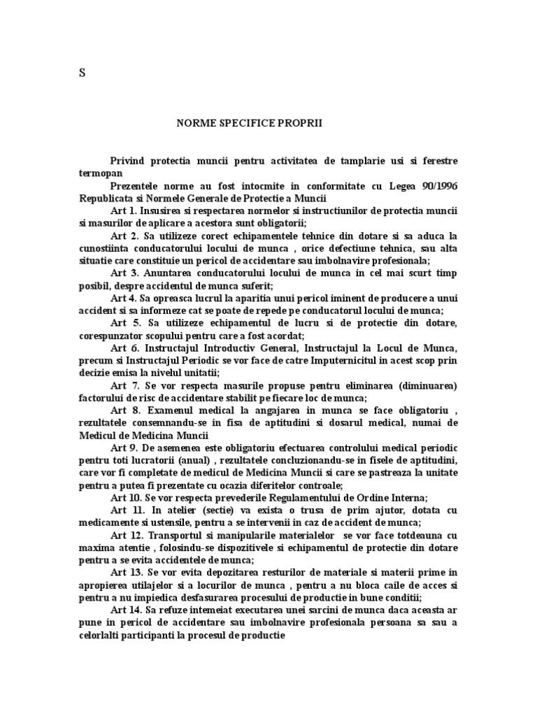 Instructiuni Proprii SSM | PDF