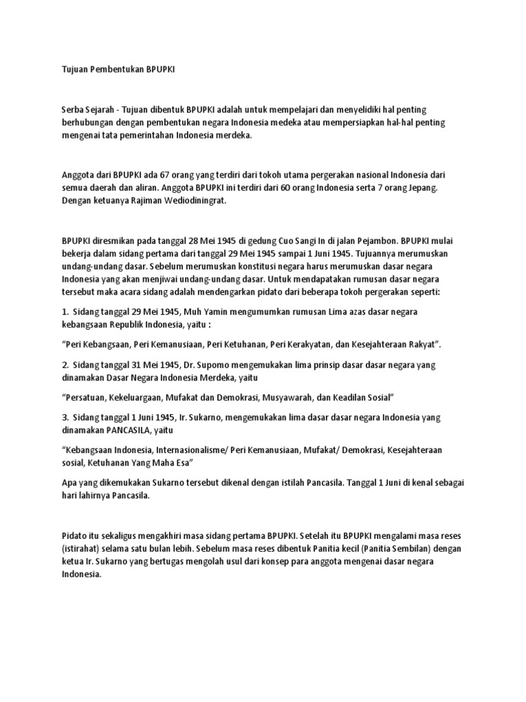 Tujuan Pembentukan Bpupki Pdf