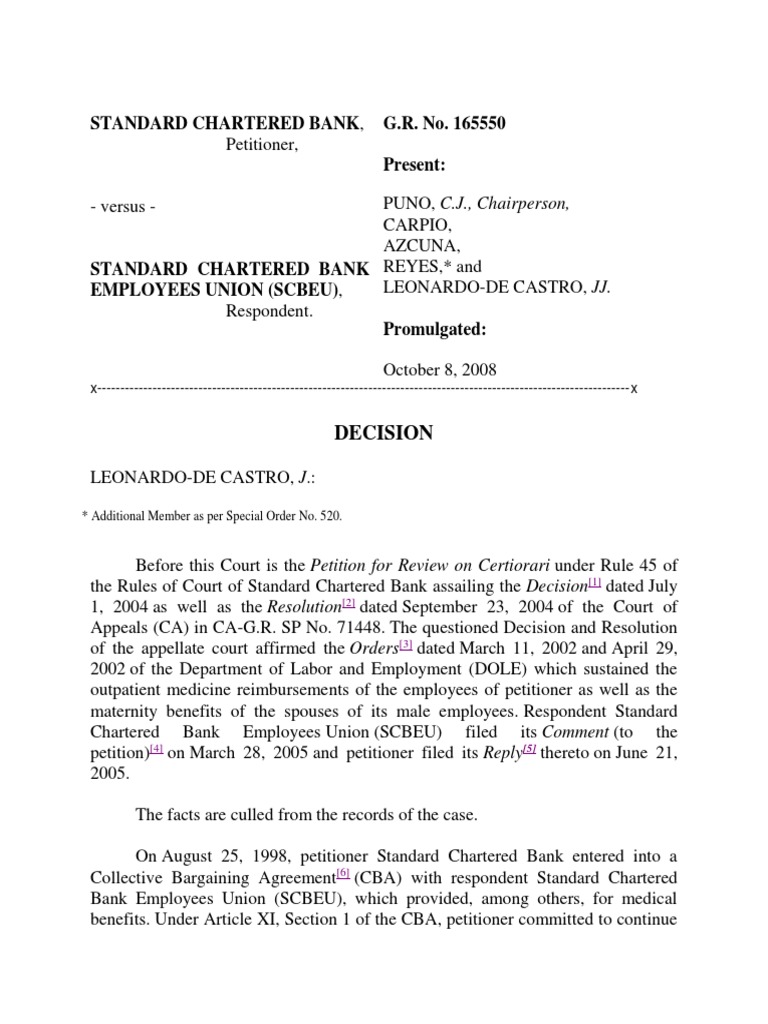 Standard Chartered Bank Vs Standard PDF Question Of Law Certiorari