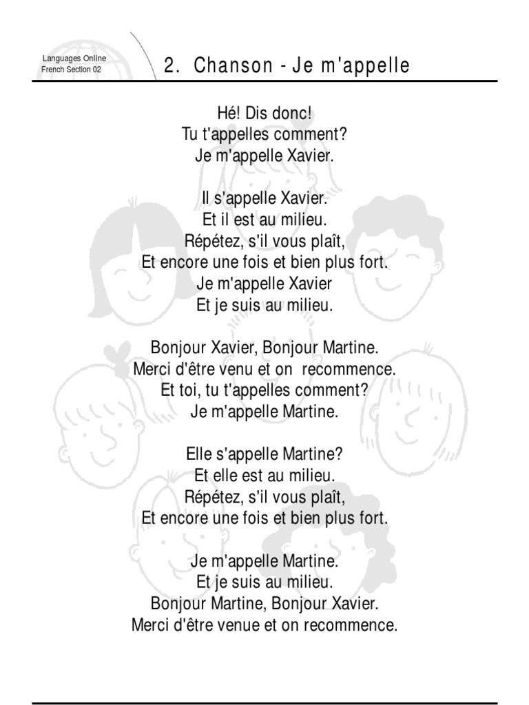 Chanson Je M'appelle