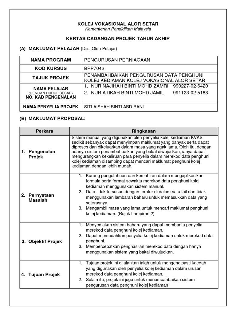 Borang Kertas Cadangan Pta