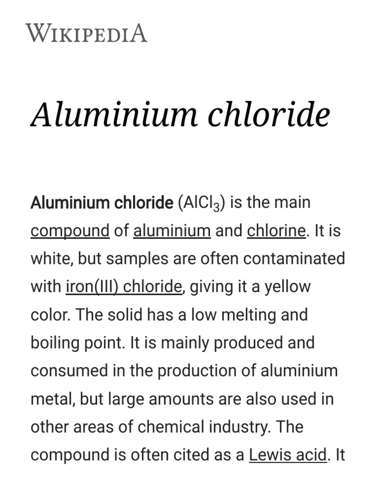 Aluminium Chloride Wikipedia PDF Sets Of Chemical Elements Chemical Elements