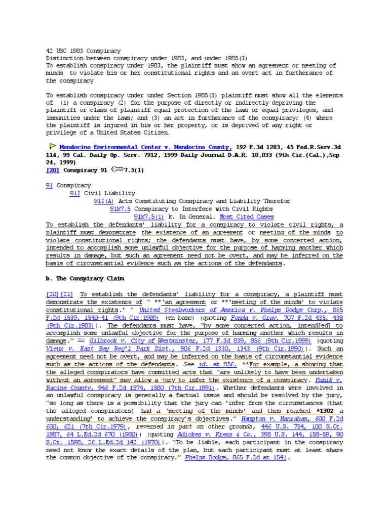 42 Usc 1983 Conspiracy Authorities | PDF | Conspiracy (Criminal ...