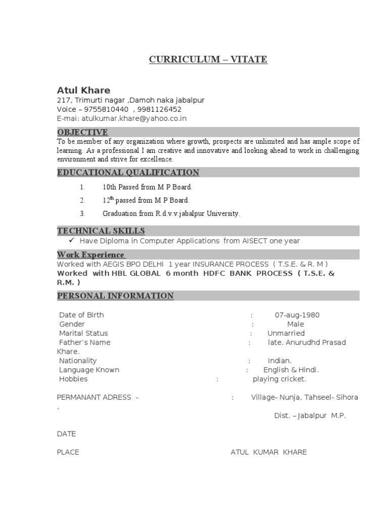 Atul Khare's Professional CV | PDF