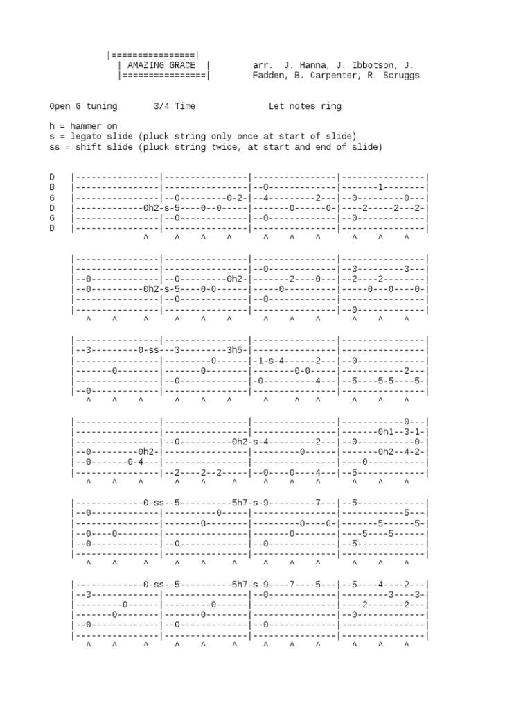 Amazing Grace Randy Scruggs Guitar Tab PDF Music Industry Necked